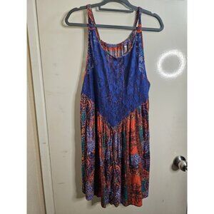 Free People Count Me‎ In Trapeze Mini Dress Medium Red Boho